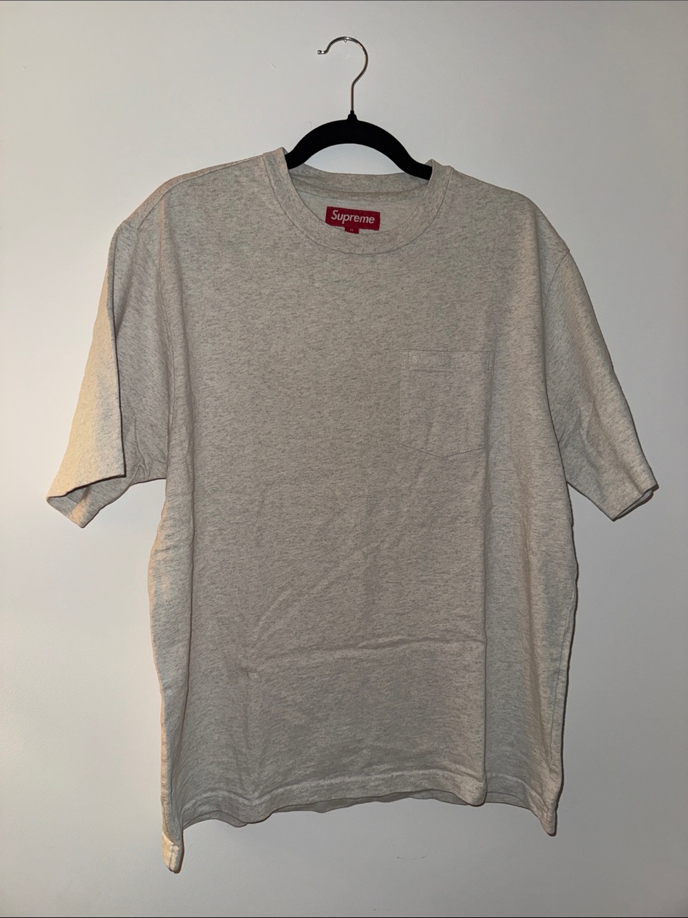 Supreme Light Heather Gray Pocket Tee